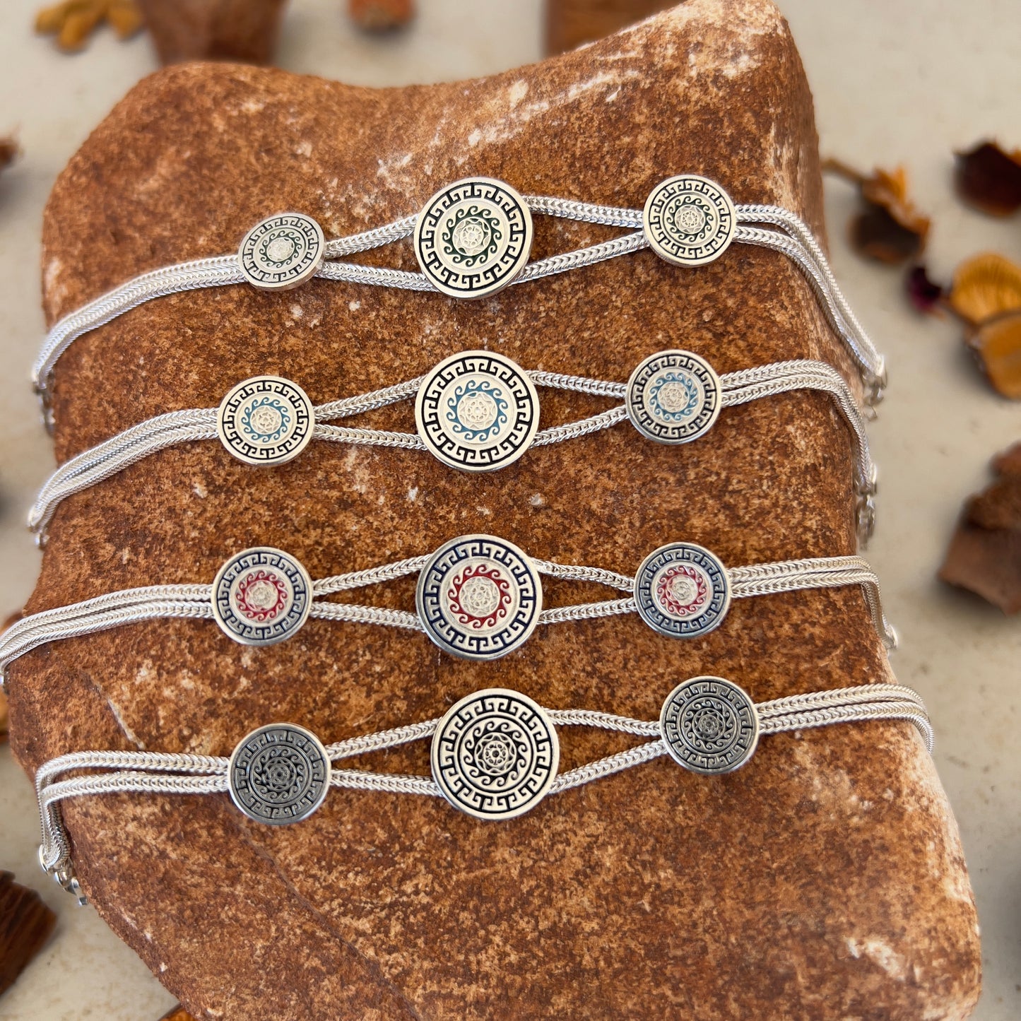 Handmade Sterling Silver Bracelet – Eternal Sun Motif – Adjustable 925 Silver Women’s Jewelry – Ancient Protection & Infinity Design
