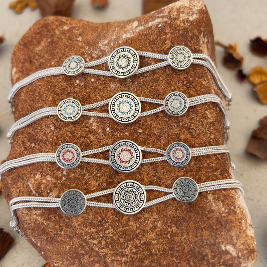 Handmade Sterling Silver Bracelet – Eternal Sun Motif – Adjustable 925 Silver Women’s Jewelry – Ancient Protection & Infinity Design