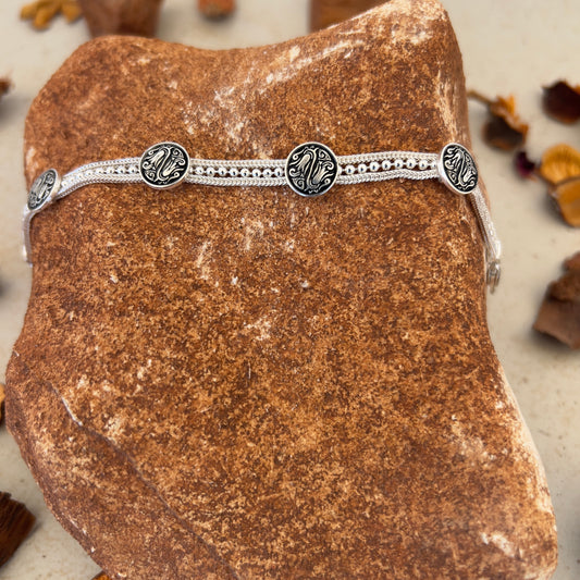 Handmade Sterling Silver Bracelet – Beaded Tulip Motif – Adjustable 925 Silver Women’s Jewelry – Ottoman Floral Symbol