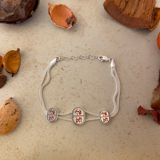 Handmade Sterling Silver Bracelet – Guardian Beasts of Mesopotamia – Adjustable 925 Silver Jewelry – Ancient Symbolic Egypt Motif